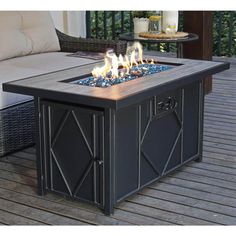 an outdoor fire pit on a deck