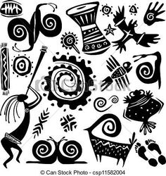 black and white drawing of various items in the form of an abstract art piece, including a