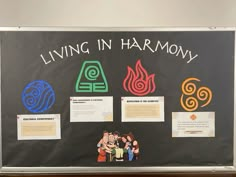 a bulletin board with information about living in harmony