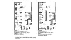 the floor plan for an apartment building with two floors and three levels, in different sections