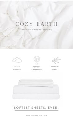 the cozy earth sheet set is shown in white