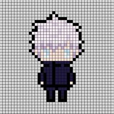 a pixellated image of a man with white hair