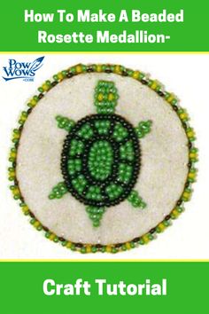 an image of a beaded turtle in green and white