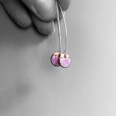 Cute Raspberry Pink Enamel Disc Earrings on Silver Ear Wires #etsy #ukgifthour #enamel #earrings Raspberry Pink, Heart Shaped Earrings, Disc Earrings, Uk Gifts, Earrings Cute, Pink Enamel, Bar Earrings