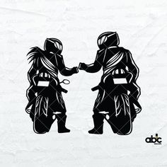 the silhouettes of two people are facing each other with their hands in one hand