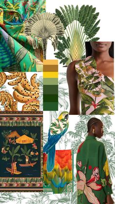 … Fabric Presentation, Sea Inspired Fashion, Multicultural Night, Mood Board Collage, Mood Board Fashion Inspiration, Collage Paper Art, Portfolio Moodboard, Joseph Frank, Botanical Fashion