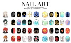 Genshin Inspired Nails, Genshin Impact Nails Design, Wallpaper Klee, Bennett Pfp, Genshin Impact Nails, Paimon Aether, Childe Genshin, Nail Drawing