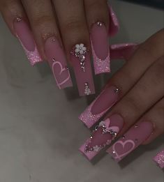 Try this chic and stylish nail art look for flawless nails! #NailArt #Beauty #nails Nail Designs Summer With Gems, Pink Nails For Hoco, Glam Nail Ideas, Libra Nails Acrylic, Pink Glam Nails, Baddie Nails Ideas, Nails Gems, 21st Birthday Nails, Ballerina Acrylic Nails