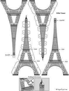 the eiffel tower is shown in this diagram, and it's measurements are indicated