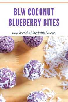 blueberry bites with coconut sprinkles on a cutting board