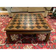 A vintage late 20th century square coffee table with a geometric patterned top under glass with a Ming Dynasty shaped apron and curved slipper feet. This is a solid, well-made piece of vintage furniture that was masterfully handcrafted with tenon and mortise joinery.   Product Information: Materials: Wood, Glass  Dimensions: 42” W x 42” D x 17” H.  Style: Chinoiserie  Condition: Very good vintage condition. Surface wear consistent with age and use. Structurally sound.   Shipping: $650.00  About Us: We curate antique, vintage and high-end, gently-used home furnishings sourced from some of the most coveted and stylish estates on the East Coast. We rent and sell. We ship with care and guarantee safe delivery. Wabi Sabi Coffee Table, Square Coffee Table, Ming Dynasty, Coffee Table Square, Venetian Glass, Coffee Table Design, Design Within Reach, Late 20th Century, Furniture Companies