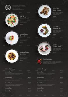 the menu is designed to look like it has many different types of food on it