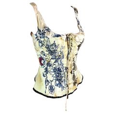 Roberto Cavalli S/S 2003 Bustier Corset Tattoo Print Denim Top Size M Corset Tattoo, Robert Cavalli, Roberto Cavalli Dress, Silk Crop Top, Rose Gold Sunglasses, Denim Corset, Print Denim, Fame Dr, Casual Clothes