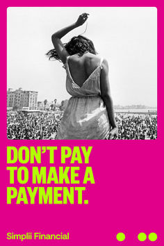 a woman standing in front of a crowd with the words don't pay to make a payment