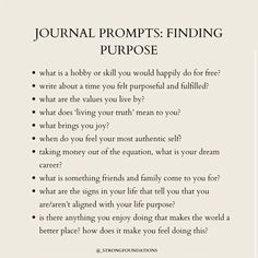 an image of a poem with the words, journal prompts finding purpose and writing