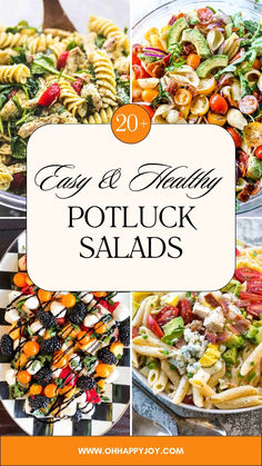 collage of easy and healthy potluck salads