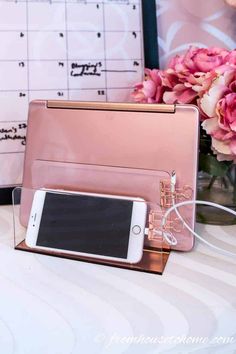 Desk Organization Ideas (For The Most Organized Desk Ever) | My Home Office Desk Redo, Rose Gold Office, Work Decor