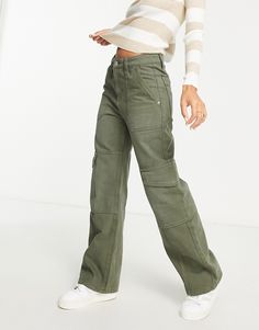 Jeans by Miss Selfridge For all your nice tops Wide leg High rise Belt loops Functional pockets Check Pinafore Dress, Unique Lights, Jeans Unique, Checked Jacket, Khaki Fashion, Jeans Cargo, Cargo Jeans, Long Sleeve Bodycon Dress, Sweaters Oversized