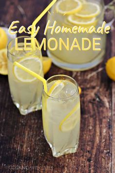 homemade lemonade in glasses on a wooden table