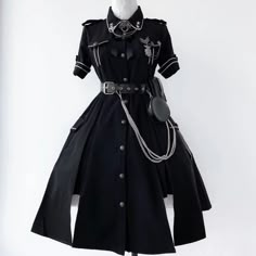 【軍服】フロントボタンアーミーテイストスプリットワンピース - Belchic Op Dress, Old Fashion Dresses, Dress Design Sketches, Split Dress, Military Uniform, Really Cute Outfits, Fancy Outfits, Edgy Outfits, Lolita Dress