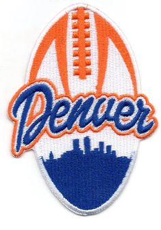 the denver football logo is shown in blue and orange