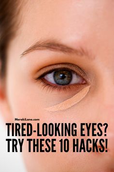 10 Ways to Refresh Tired-Looking Eyes | Tired, puffy eyes are a tell tale sign you’re sleep deprived, stressed out, and/or not taking care of your physical and mental health. Thankfully, there are lots of small things you can add to your morning and evening skincare routines to not just get rid of dark circles and puffiness, but also brighten your eyes so you look refreshed and wide aware. Click for our best natural remedies and makeup products for tired-looking eyes! Tired Eye Remedy, How To Fix Tired Looking Eyes, Eye Makeup For Tired Eyes, Make Up Tired Eyes, Makeup For Tired Face, How To Make Eyes Look Less Tired, How To Not Look So Tired, Eye Makeup For Puffy Eyes, How To Get Rid Of Tired Eyes