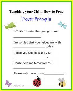 a child's prayer card with the words teach your child how to pray