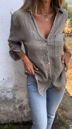 mamymarket™-Cotton and Linen Mid-sleeve Lapel Shirt (Buy 2 Free Shippi – mamymarket.com Caicos Islands, Pitcairn Islands, Turks And Caicos Islands, Sophisticated Style, Deep V Neck, Trinidad And Tobago, Cotton Linen, Blue Grey, Daily Wear