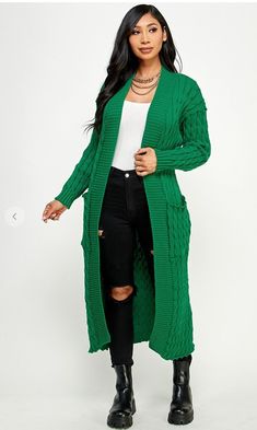 Cable Knitted Cardigan Sweater - Etsy Long Cable Knit Outerwear For Cold Weather, Cable Knit Long Outerwear For Cold Weather, Green Cable Knit Sweater Coat With Long Sleeves, Green Cable Knit Long Sleeve Sweater Coat, Winter Green Cable Knit Cardigan, Green Long Sleeve Cable Knit Sweater Coat, Green Cable Knit Cardigan For Fall, Long Cable Knit Sweater For Cold Weather, Casual Green Cable Knit Sweater Coat