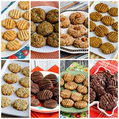 several different pictures of cookies and cookies on plates