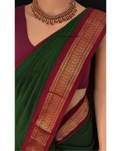 Dark Green Saree, Fall In Love With Yourself, Sari Design, Bridesmaid Saree, Red Indian