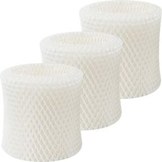 three white mesh baskets sitting on top of each other