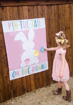 Pin The Tail On The Bunny Easter Game Fun Easter Games, Ruffled Tablecloth, Kids Easter Party, Easter Games For Kids, Easter Party Games, Bunny Bait, Pin The Tail