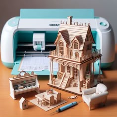 create dollhouse furniture with a cricut machine Dollhouse Svg Files Free, 1 24 Scale Miniatures Diy, Cricut Dollhouse Projects, Cricut Dollhouse, Make Dollhouse Furniture, How To Make Mini Stuff, Dollhouse Aesthetic, Micro Dollhouse, Doll Furniture Tutorial