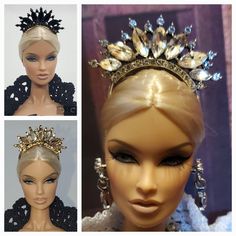 These crown are made ,from metal and rhinestones. They have been made to fit 1/6 dolls..please understand they are small They will fit phichen, Silkstone, and Fashion Royalty dolls size dolls. STORE POLICY  Please give me 2 days to ship, -not recommended  for children  - I have a no return no refund policy on all of my custom crowns Custom Crown, Jewelry Crown, Doll Jewelry, Fashion Royalty Dolls, Fashion Royalty, Miniature Art, Fashion Doll, Collectible Dolls, Fashion Dolls