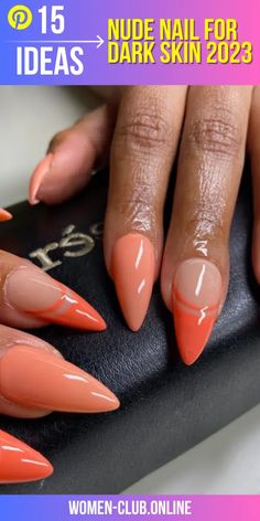 Classy and Chic: Beautiful Nude Nail Ideas for Dark Skin Nail Colours For Dark Skin Tones, Orange Nails Dark Skin, Nude Nail Polish For Dark Skin, Nail Ideas For Dark Skin, Nude Nails Black Women, Nude Nail Ideas, Cranberry Nails, Dark Skin Nail Color, Dark Gel Nails