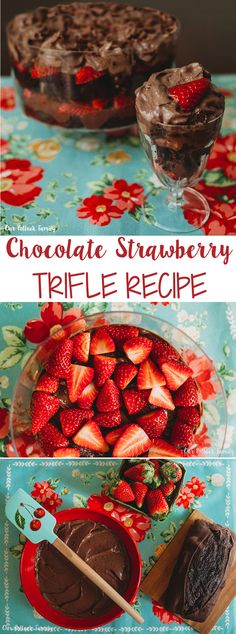 chocolate strawberry trifle recipe with fresh strawberries in the bowl and on the plate