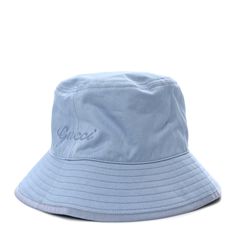 This is an authentic GUCCI Cotton Logo Bucket Hat size M in Porcelain Light Blue. This stylish hat is crafted of cotton with a fabric mix lining and trim. The hat features a wide brim and the Gucci logo on the front. Blue Headscarf, Blue Hats, Porcelain Light, Gucci Logo, Stylish Hats, Blue Hat, Handbag Wallet, Cotton Logo, Wallet Accessories