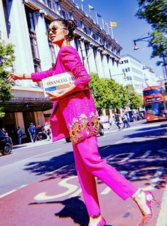 Papa Don't Preach, Silk Pant Suit, Hot Pink Pants, Embellished Blazer, Derby Dress, Wild Woman, Pant Suit, Pink Pants, Silk Pants