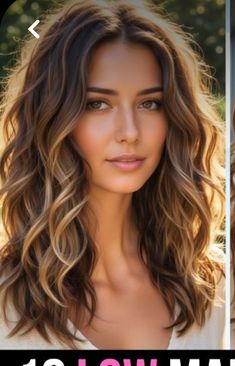 Beachy Wave Medium Length Hair, Glam Hair Down Hairstyles, Wave Hair Styles Medium, Long Hairstyles With Glasses, Brown Hair With Hazel Eyes, Beach Waves Brunette, Medium Length Loose Curls, Medium Length Beach Waves, Clavicle Length Hair