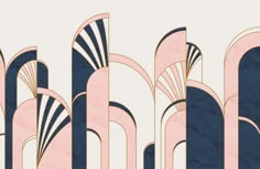 an art deco wallpaper with pink and blue columns