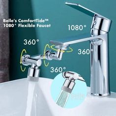 the faucet is shown with measurements for each faucet in this bathroom