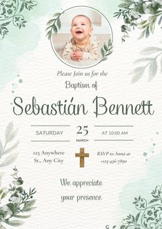 Free and customizable baptism templates Ideas Bautizo, Classic Invitation, Professional Business Cards Templates, Place Card Template, Printable Invitation Templates, Floral Rosa