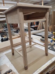 a wooden table being built in a shop