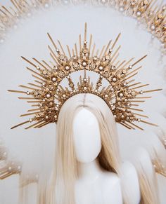 Halo Crown Wedding, Gold Halo Crown, Crown Halo, Crown Aesthetic, Goddess Crown, Head Crown