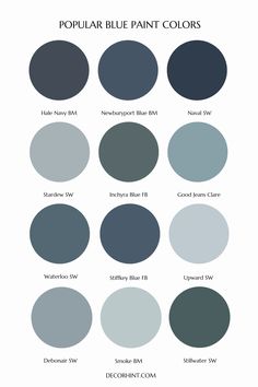 the different shades of blue paint