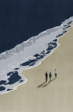 a book cover with two people walking on the beach