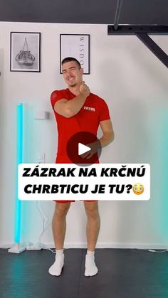 a man standing in front of a white wall with the words zarka na krenu chrbicu jetu?