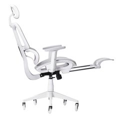 Ergonomic design w/ footrest Open mesh seat & back w/lumbar support Height adjustable headrest & 1D padded arms 110° reclining Synchro-Tilt & Lock mechanism Durable white Nylon base w/ 3” white in-line skate wheels Overall size: 26.5" W x 25.25" D x 46.75" - 52" H Seat adjusts from 19.5" to 22.5" Weight capacity: 275 Lbs 2-Year Limited Warranty Requires Assembly Did you know that TechniSport donates 3% of sales based on chair colors Click here to see where YOUR proceeds are going! Skate Wheels, Mesh Chair, White Chair, Chair Types, White Mesh, Lumbar Support, Gaming Chair, Ergonomics Design, Desk Chair