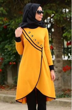 Sefamerve, Tesettür Tunik 49019-05 Hardal Áo Blu, Designer Kurti Patterns, Long Kurti Designs, Girls Frock Design, Kurti Designs Party Wear, Muslim Fashion Dress, Sleeves Designs For Dresses